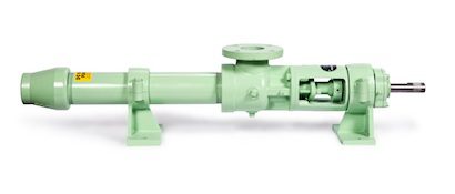 A green pump is shown with its valves open.