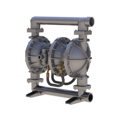 A 3 d rendering of an air operated double diaphragm pump.