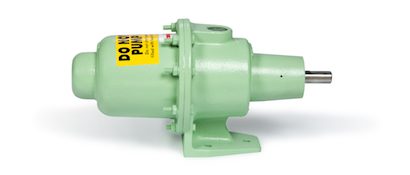 A green pump with yellow and black label.