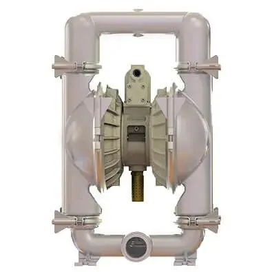 A close up of the front end of an air operated diaphragm pump