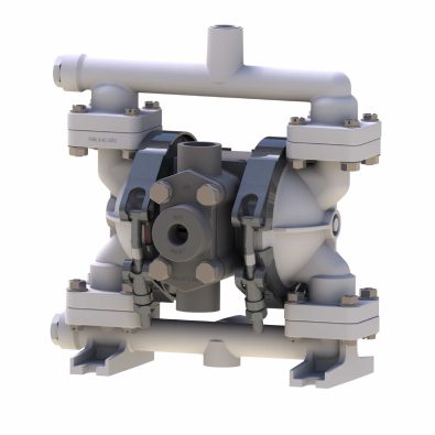 A close up of the front end of an air operated diaphragm pump