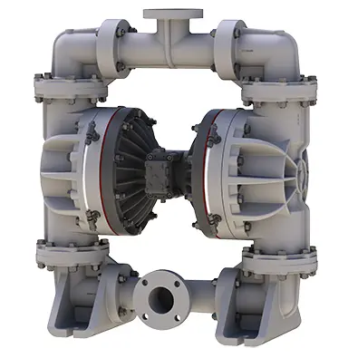 A close up of the front of an air operated diaphragm pump