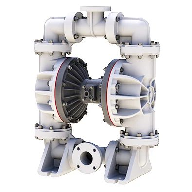 A close up of the front of an air operated diaphragm pump