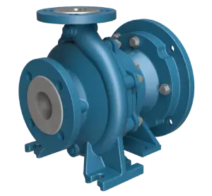 A blue pump with white ball bearing housing.