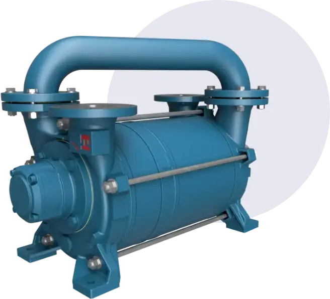 A blue pump with two pipes and one hose.