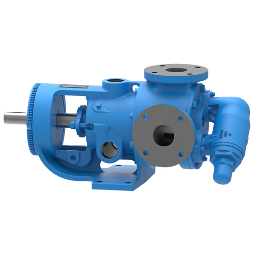 A blue pump is shown with the bottom part of it.