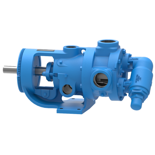 A blue pump is shown with the black background.