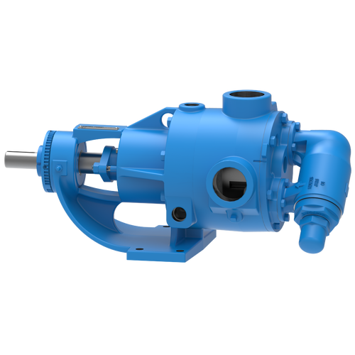 A blue pump is shown on top of a black background.