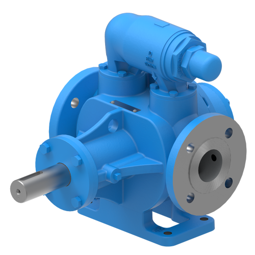 A blue pump is shown with the motor on.