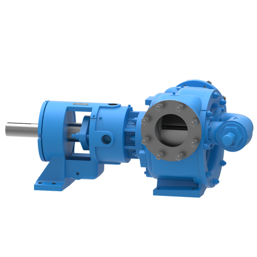 A blue pump is shown with the image of it in front.